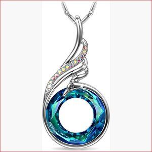 Sterling Silver Crystal Phoenix Pendant Necklace with Jewelry Box